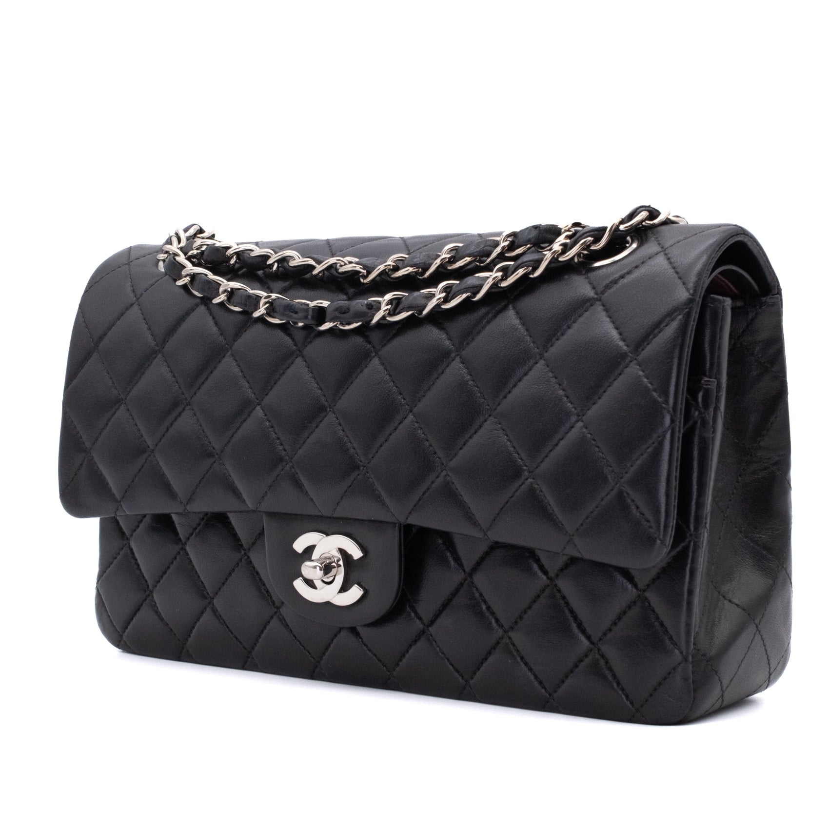 Chanel Classic Double Flap Medium Lammleder Schwarz SHW