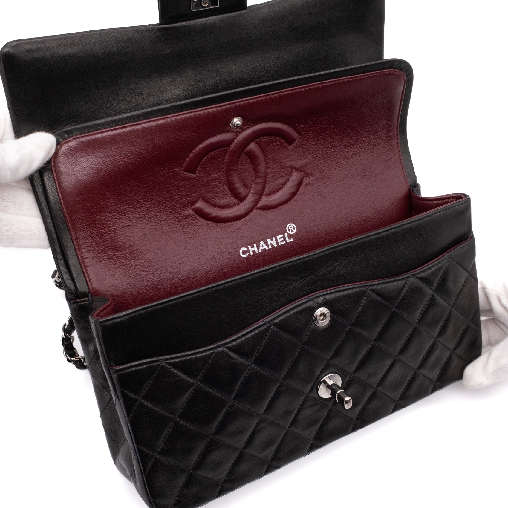 Chanel Classic Double Flap Medium Lammleder Schwarz SHW