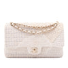Chanel Classic Double Flap Medium White Creme Patchwork Tweed CGHW