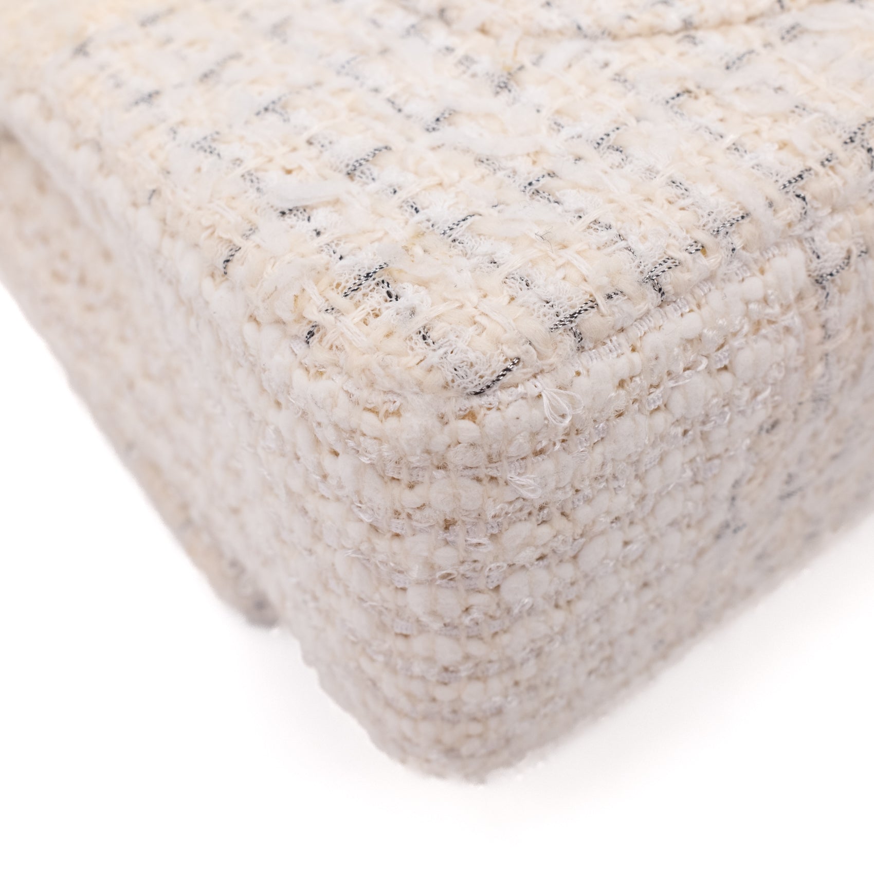 Chanel Classic Double Flap Medium White Creme Patchwork Tweed CGHW