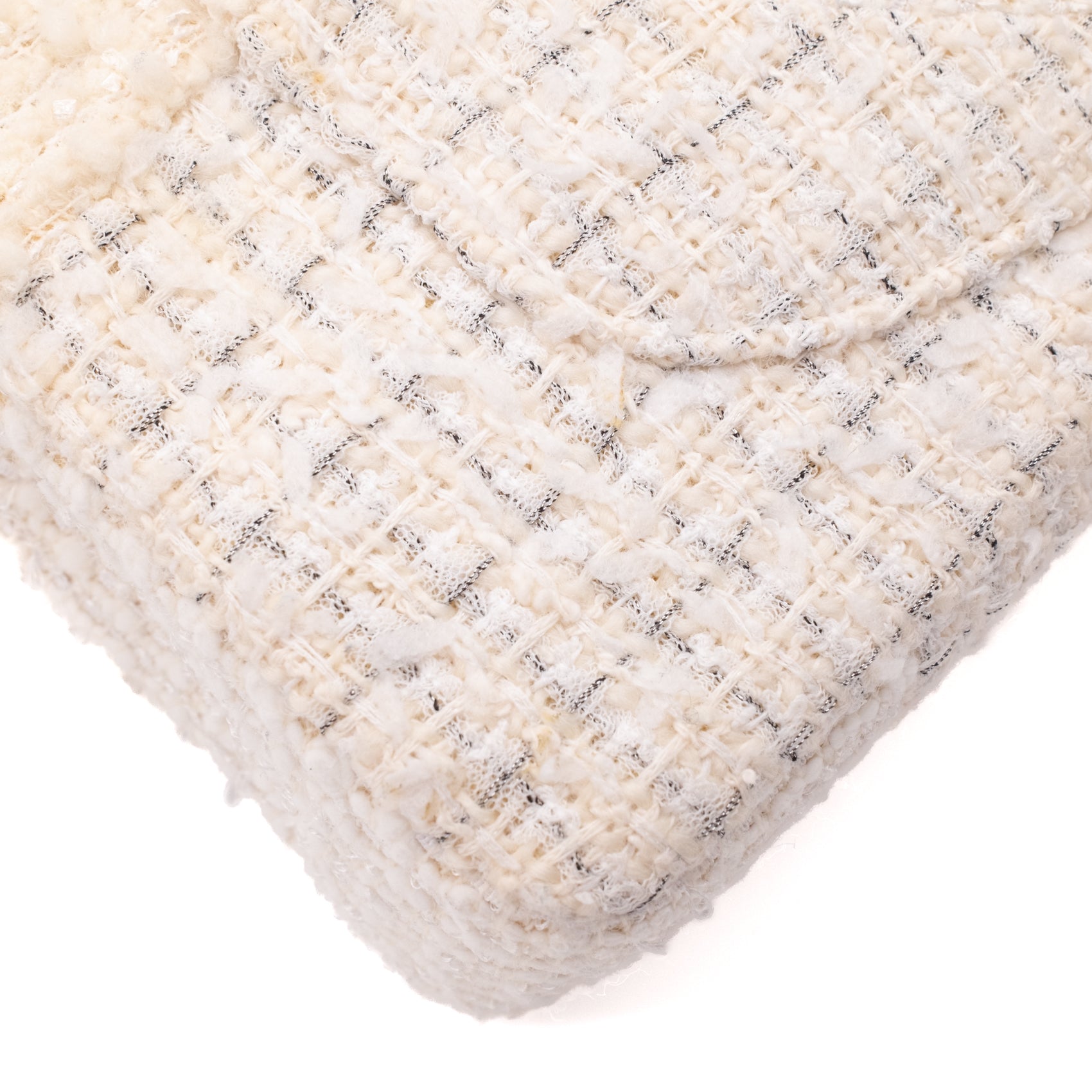 Chanel Classic Double Flap Medium White Creme Patchwork Tweed CGHW
