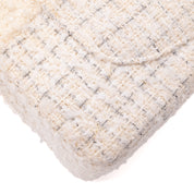 Chanel Classic Double Flap Medium White Creme Patchwork Tweed CGHW