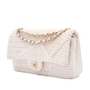 Chanel Classic Double Flap Medium White Creme Patchwork Tweed CGHW