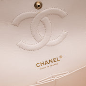 Chanel Classic Double Flap Medium White Creme Patchwork Tweed CGHW