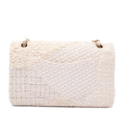 Chanel Classic Double Flap Medium White Creme Patchwork Tweed CGHW