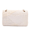 Chanel Classic Double Flap Medium White Creme Patchwork Tweed CGHW