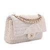 Chanel Classic Double Flap Medium White Creme Patchwork Tweed CGHW