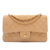 Chanel Classic Double Flap Medium Beige Wildleder Velour 24k GHW