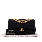 Chanel Classic Double Flap Bag Small Jersey Schwarz 24k GHW