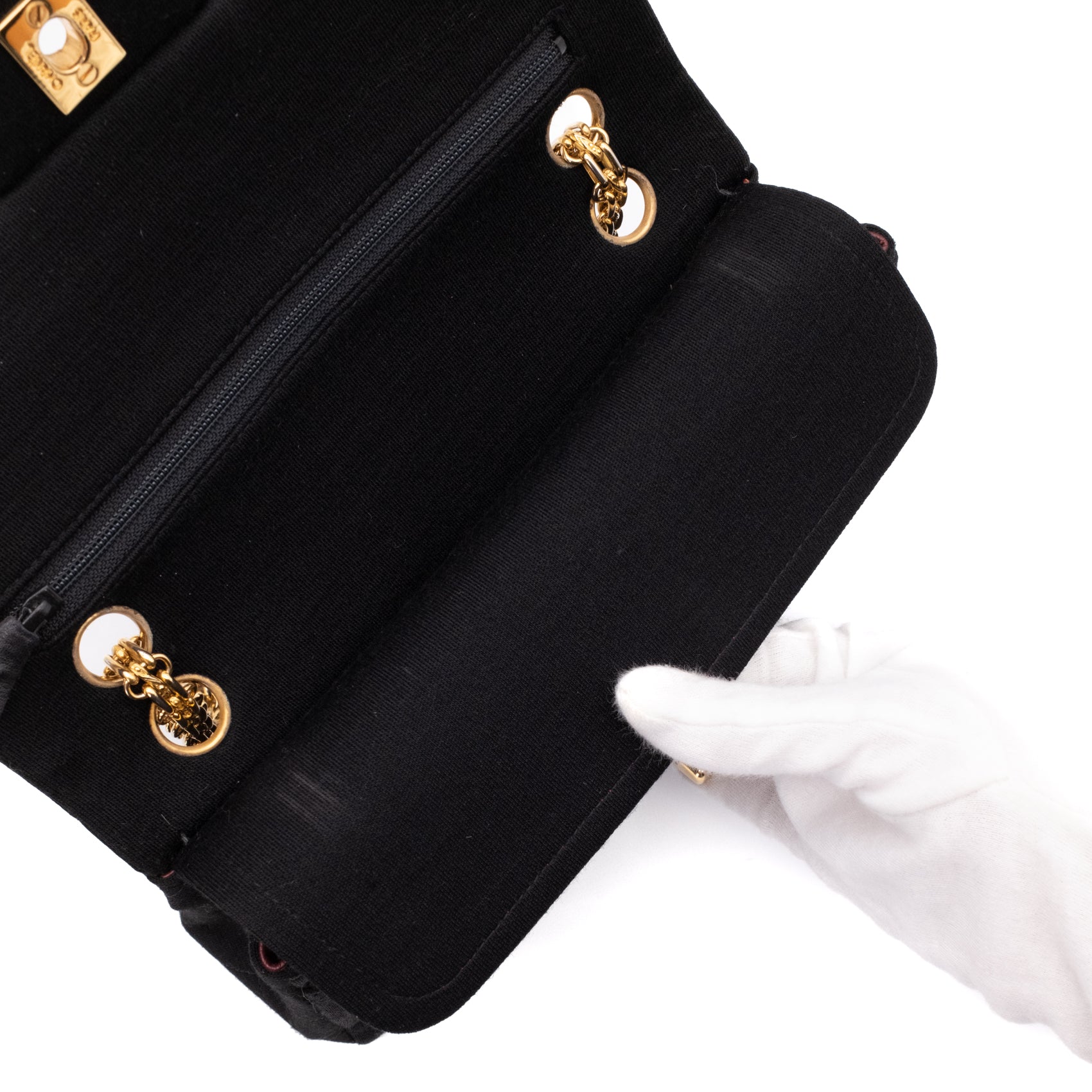 Chanel Classic Double Flap Bag Small Jersey Schwarz 24k GHW
