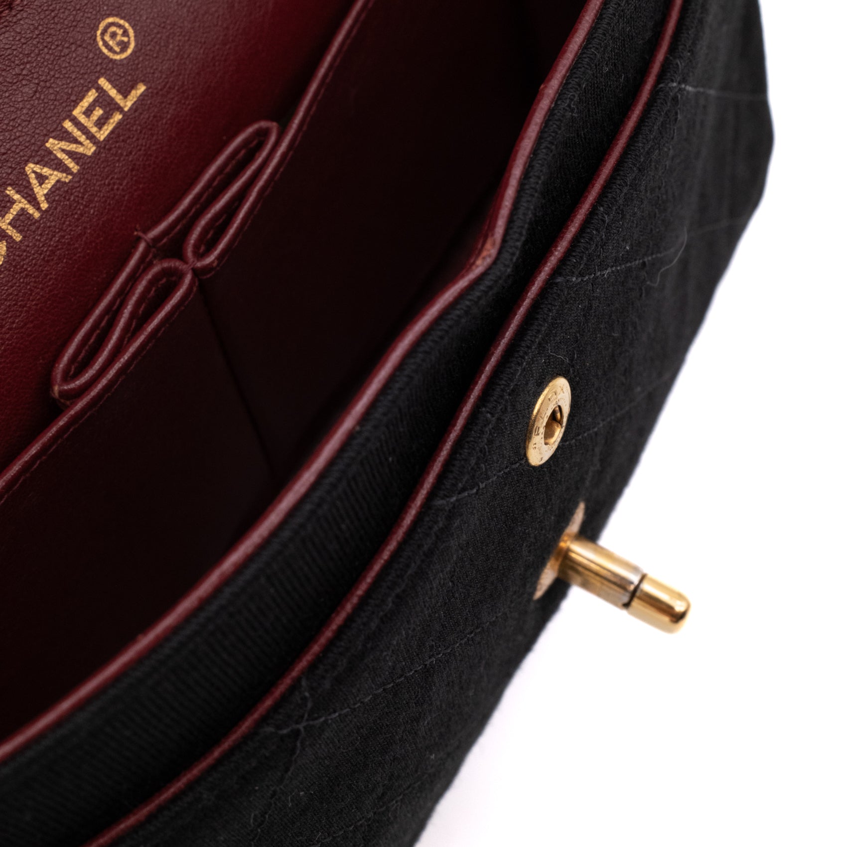 Chanel Classic Double Flap Bag Small Jersey Schwarz 24k GHW