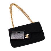 Chanel Classic Double Flap Bag Small Jersey Schwarz 24k GHW