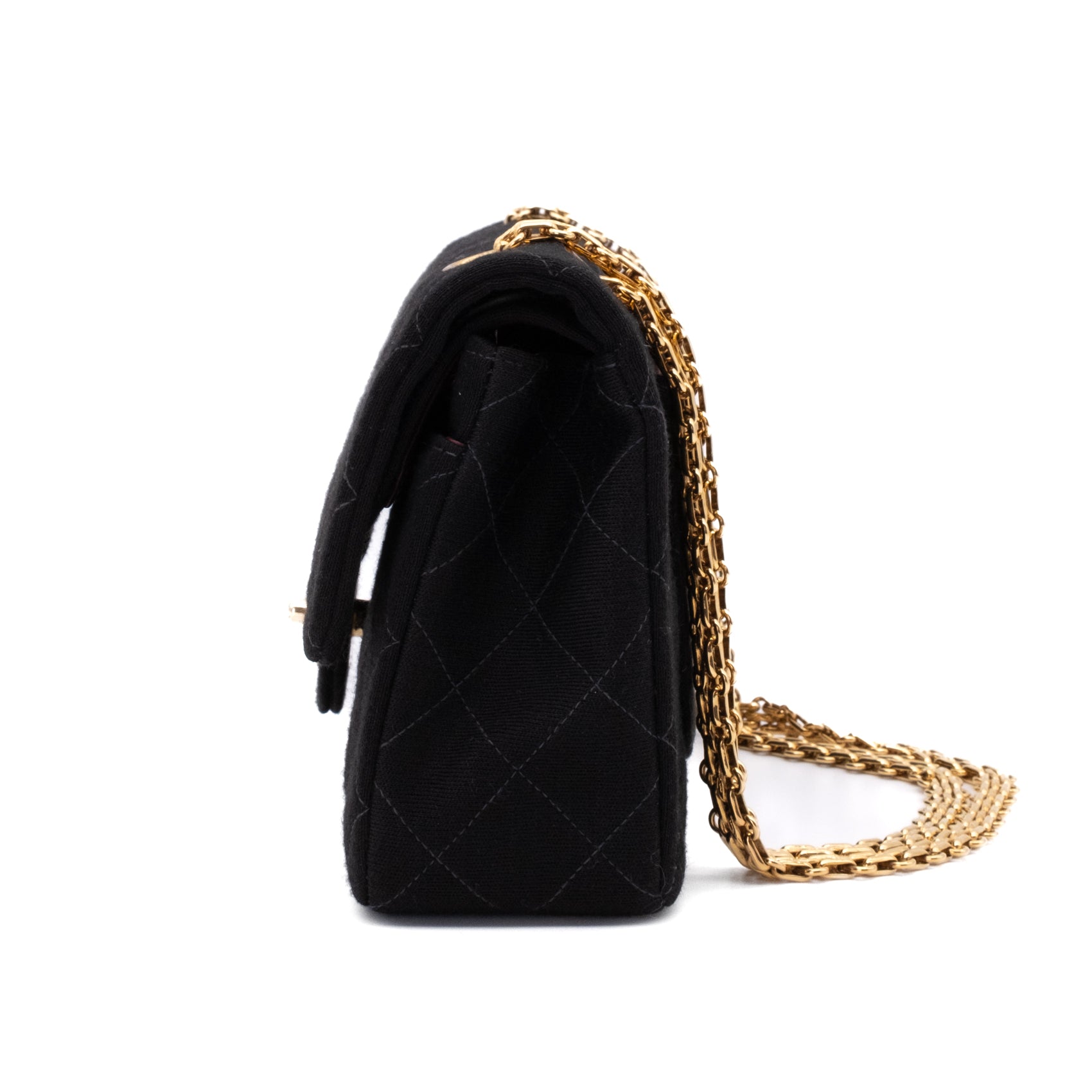 Chanel Classic Double Flap Small Jersey Schwarz 24k GHW