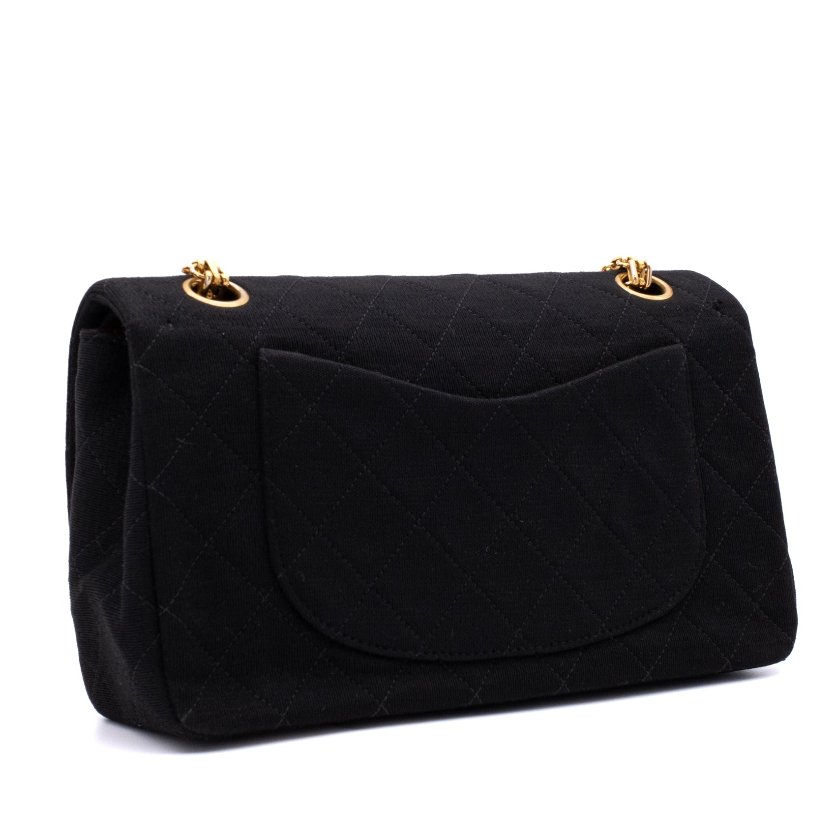 Chanel Classic Double Flap Bag Small Jersey Schwarz 24k GHW