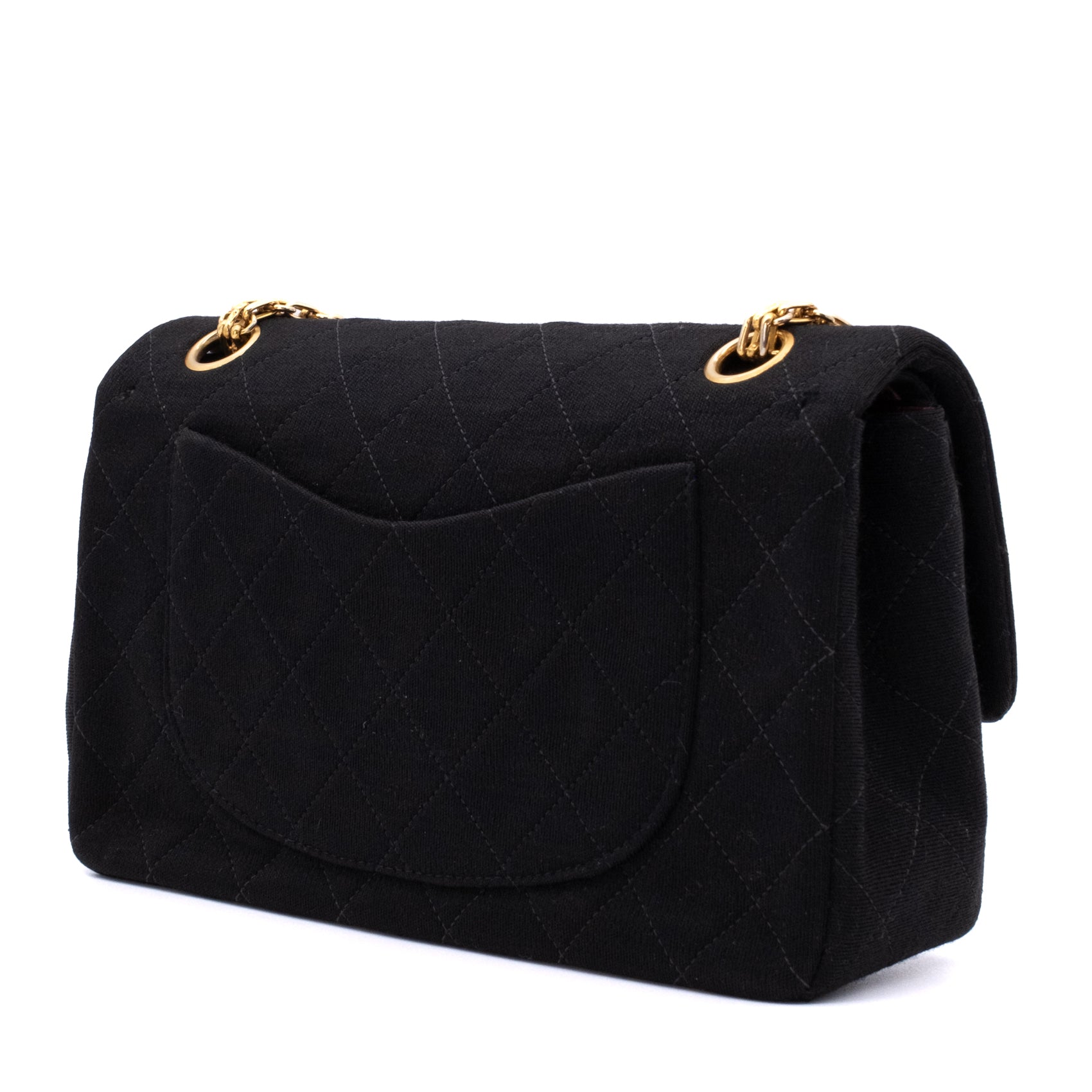 Chanel Classic Double Flap Bag Small Jersey Schwarz 24k GHW