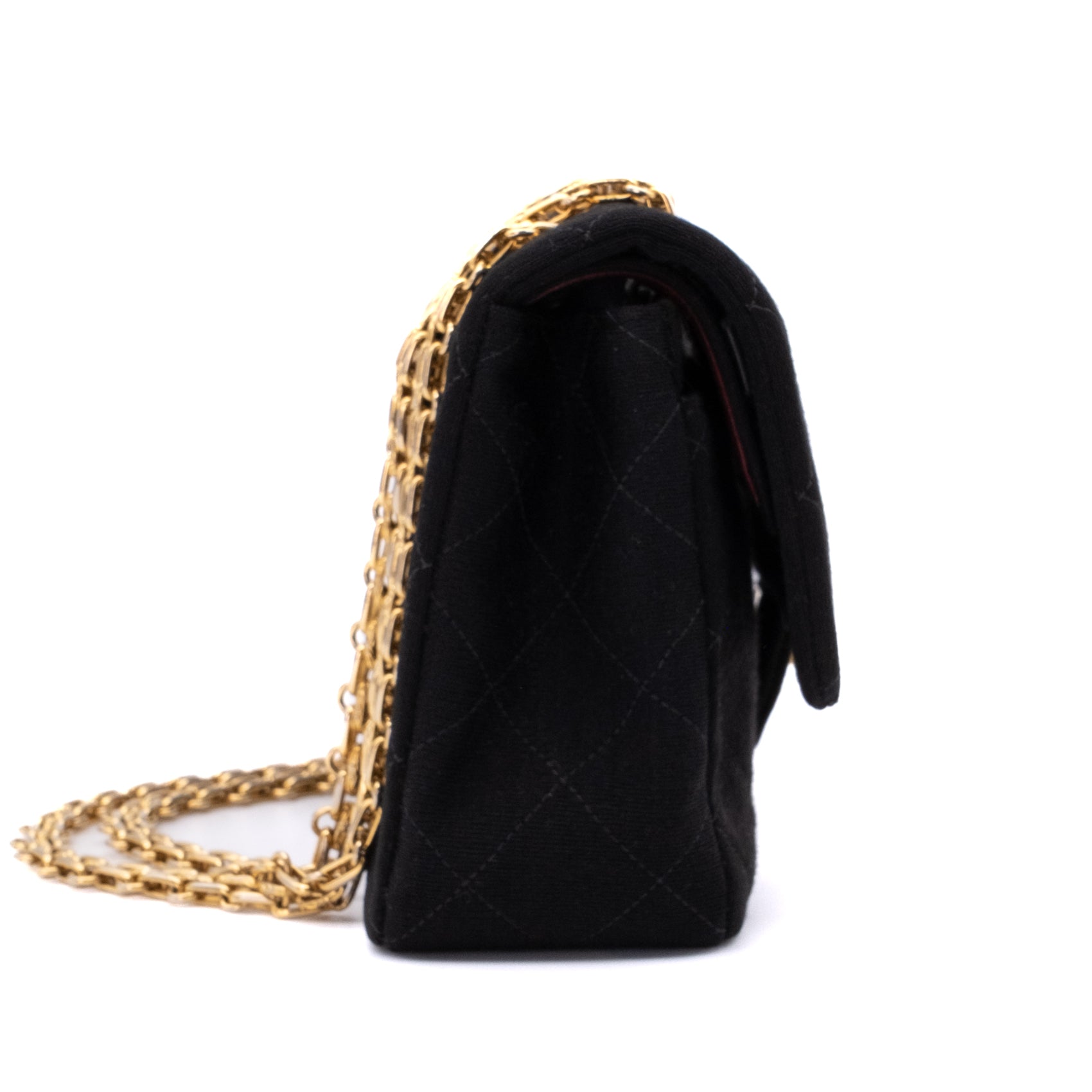 Chanel Classic Double Flap Bag Small Jersey Schwarz 24k GHW
