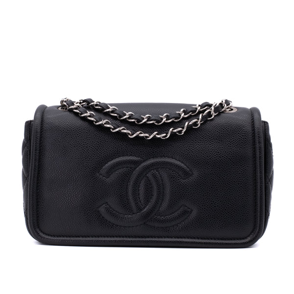 Chanel Classic Timeless Single Flap Medium Caviar Leder Schwarz SHW