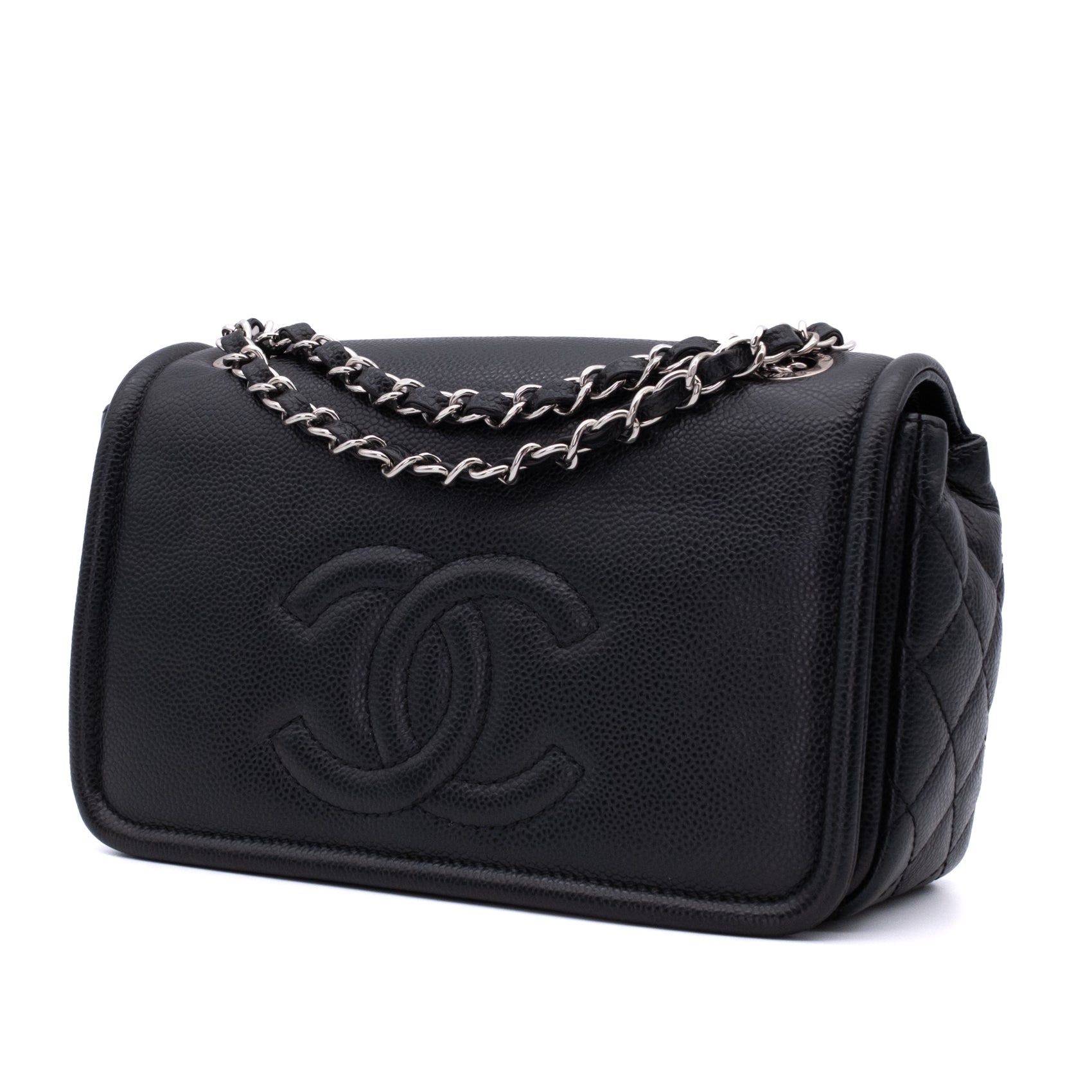 Chanel Classic Timeless Single Flap Medium Caviar Leder Schwarz SHW