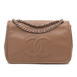 Chanel Classic Timeless Single Flap Jumbo Caviar Leder Beige Braun SHW