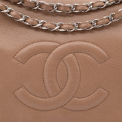 Chanel Classic Timeless Single Flap Jumbo Caviar Leder Beige Braun SHW