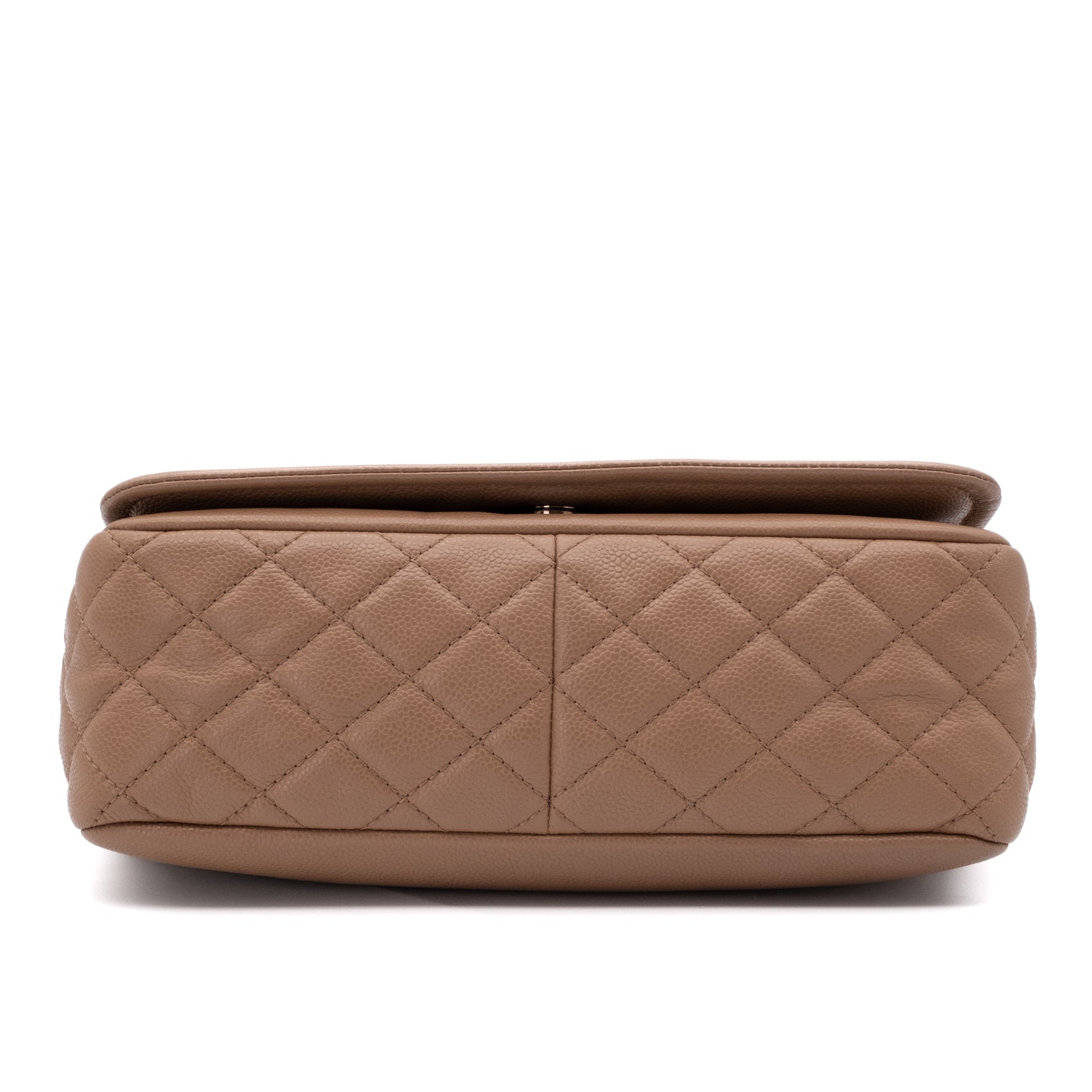 Chanel Classic Timeless Single Flap Jumbo Caviar Leder Beige Braun SHW