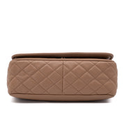 Chanel Classic Timeless Single Flap Jumbo Caviar Leder Beige Braun SHW