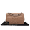 Chanel Classic Timeless Single Flap Jumbo Caviar Leder Beige Braun SHW
