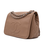 Chanel Classic Timeless Single Flap Jumbo Caviar Leder Beige Braun SHW