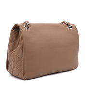 Chanel Classic Timeless Single Flap Jumbo Caviar Leder Beige Braun SHW