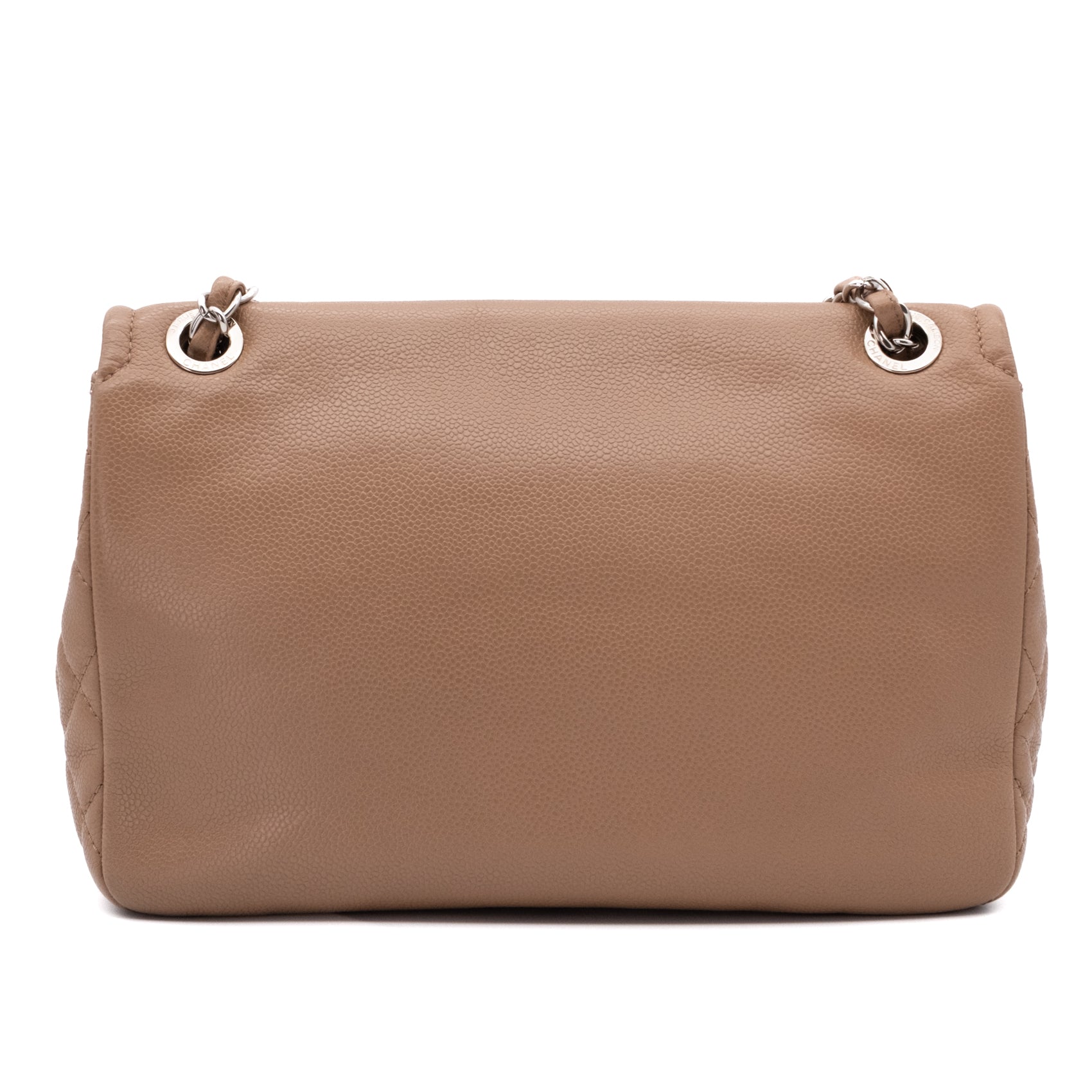 Chanel Classic Timeless Single Flap Jumbo Caviar Leder Beige Braun SHW