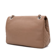 Chanel Classic Timeless Single Flap Jumbo Caviar Leder Beige Braun SHW