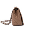 Chanel Classic Timeless Single Flap Jumbo Caviar Leder Beige Braun SHW