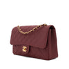 Weinrote Chanel Single Flap Bag in Medium Größe aus burgundy farbendem Jersey Material mit goldener Hardware