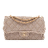 Chanel Classic Single Flap Bag Medium Tweed Fringes Beige GHW matt