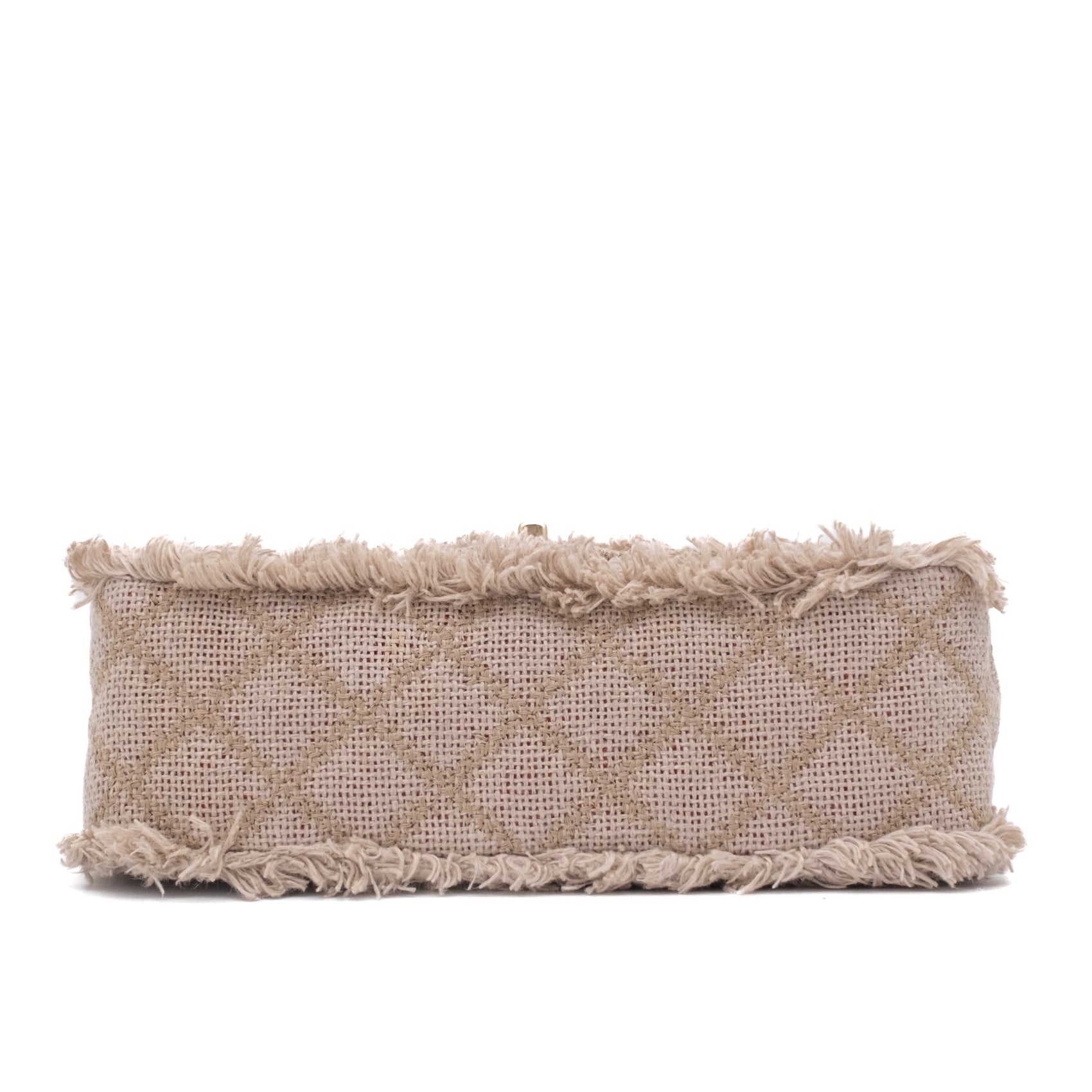 Chanel Classic Single Flap Bag Medium Tweed Fringes Beige GHW matt