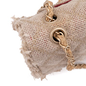 Chanel Classic Single Flap Bag Medium Tweed Fringes Beige GHW matt