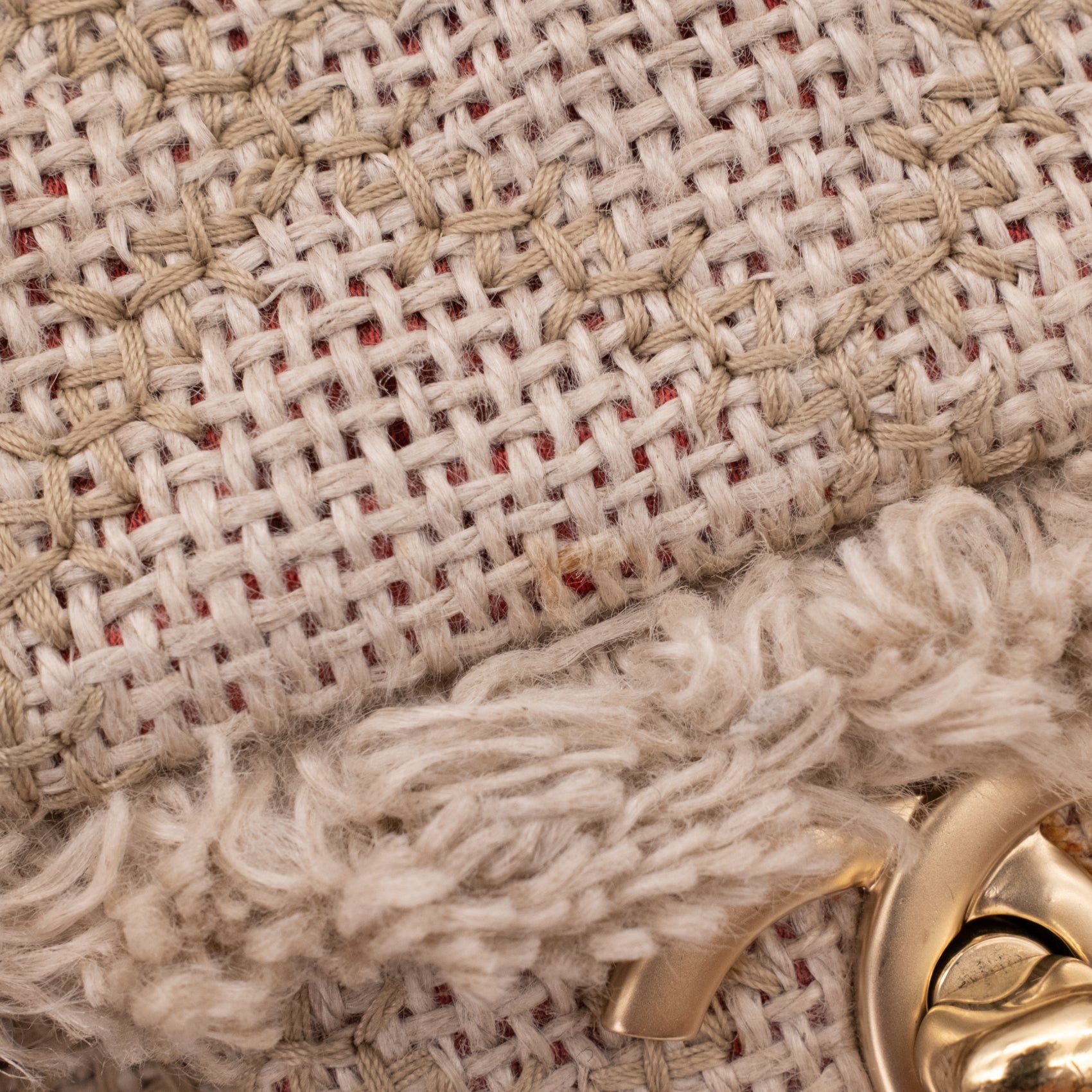 Chanel Classic Single Flap Bag Medium Tweed Fringes Beige GHW matt