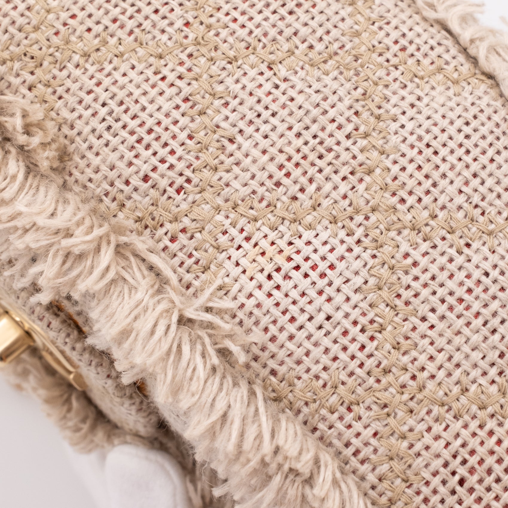 Chanel Classic Single Flap Bag Medium Tweed Fringes Beige GHW matt