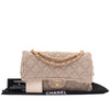 Chanel Classic Single Flap Bag Medium Tweed Fringes Beige GHW matt