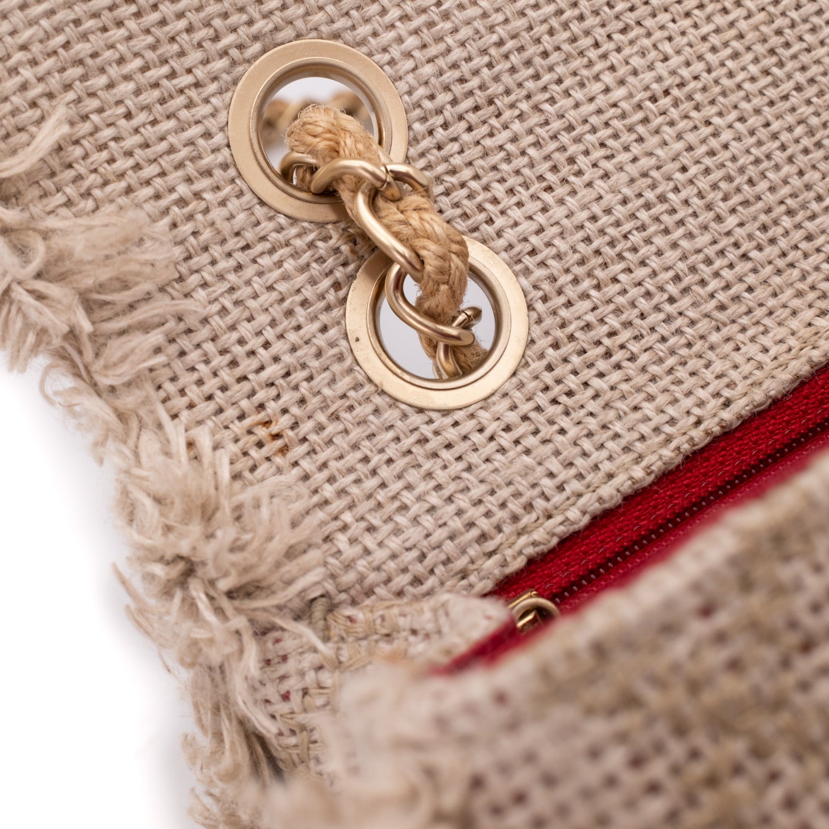 Chanel Classic Single Flap Bag Medium Tweed Fringes Beige GHW matt
