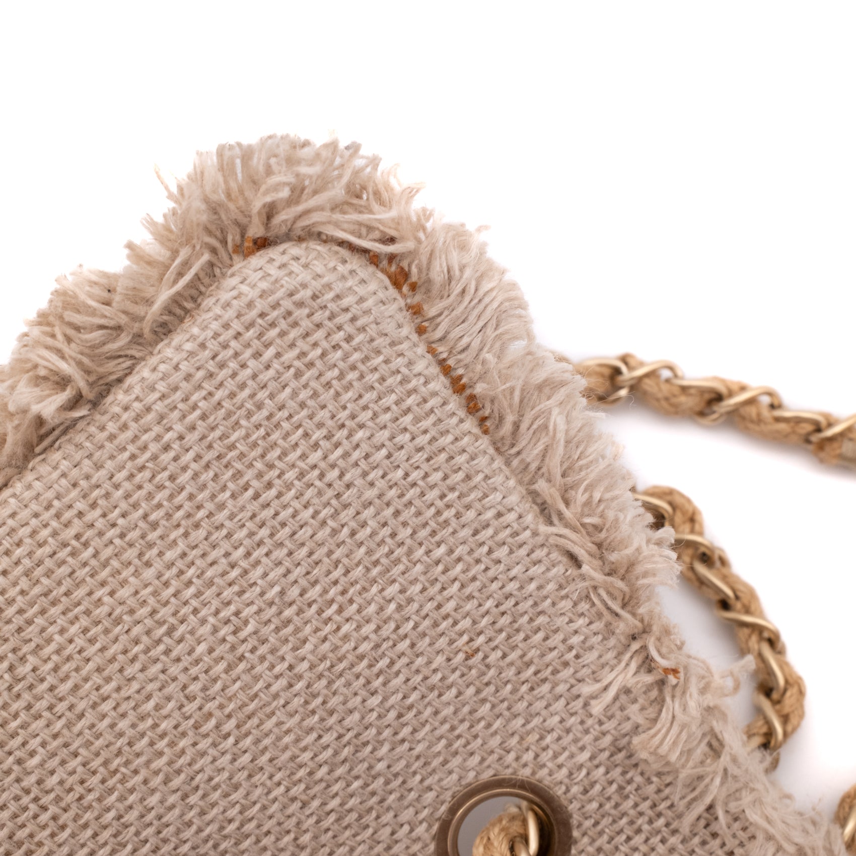 Chanel Classic Single Flap Bag Medium Tweed Fringes Beige GHW matt