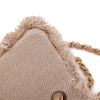 Chanel Classic Single Flap Bag Medium Tweed Fringes Beige GHW matt