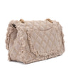 Chanel Classic Single Flap Bag Medium Tweed Fringes Beige GHW matt