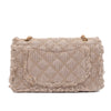 Chanel Classic Single Flap Bag Medium Tweed Fringes Beige GHW matt