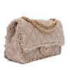 Chanel Classic Single Flap Bag Medium Tweed Fringes Beige GHW matt