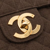 Vintage Chanel Classic Timeless Single Flap Bag in Jumbo Maxi Größe aus braunem Leinen Canvas Material mit goldener Hardware CC Lock