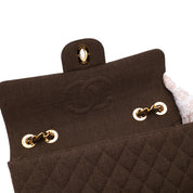 Vintage Chanel Classic Timeless Single Flap Bag in Jumbo Maxi Größe aus braunem Leinen Canvas Material mit goldener Hardware