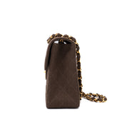Vintage Chanel Classic Timeless Single Flap Bag in Jumbo Maxi Größe aus braunem Leinen Canvas Material mit goldener Hardware