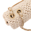 Creme Chanel Classic Timeless Single Flap Bag in Medium Größe aus Raffia Crochet Häkeln Material mit antik goldener Hardware
