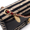 Gestreifte Chanel Timeless Handtasche Single Flap in Dunkelblau und Creme in Small Größe mit goldener Hardware Detail Kette